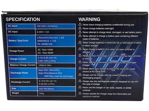 NHX EZ100 100W AC 200W DC 12A LIPO/LIHV & NIMH RC Battery Balance